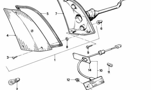 Left light lens for BMW 7 Series E23 (OEM 63131370599). Original BMW.