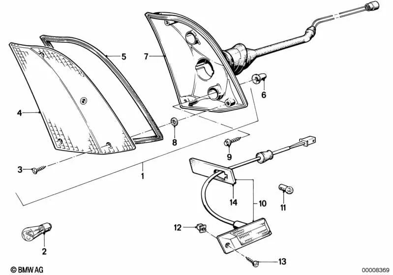 Luz intermitente izquierda para BMW E23 (OEM 63131370551). Original BMW