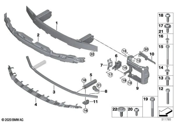 Adaptador izquierdo para BMW Serie 4 G26, G26N (OEM 51118738927). Original BMW.