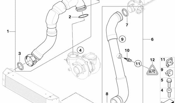 Conducto de Aire de Carga para BMW Serie 3 E46 (OEM 11617790143). Original BMW