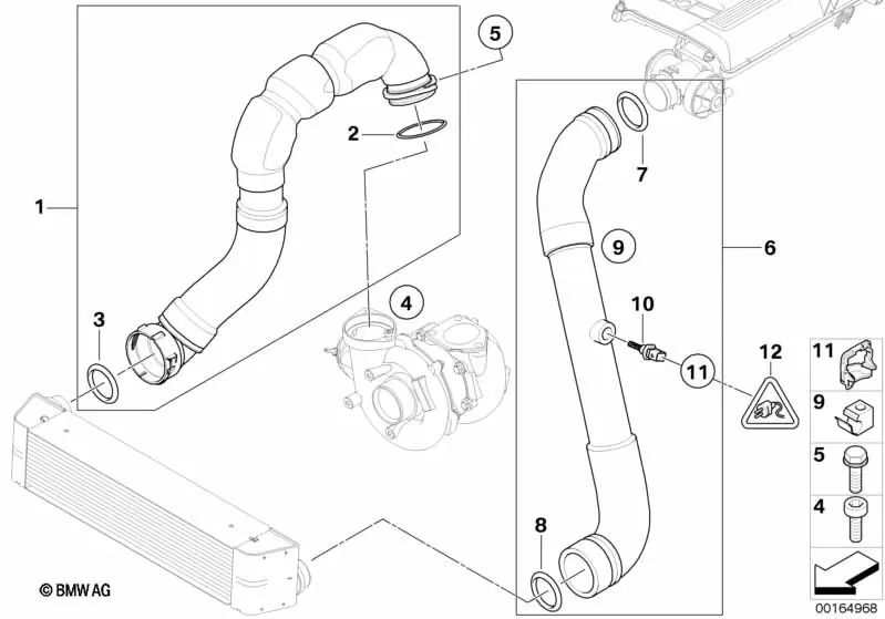 Conducto de aire de carga para BMW Serie 3 E46 (OEM 11617799399). Original BMW