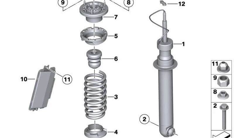 Untere Federbasis für BMW 5er F10, 6er F06, F06N (OEM 33507847240). Original BMW