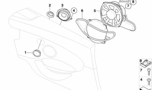 Guía de sonido del altavoz derecho OEM 65136932004 para BMW Serie 6 (E64). Original BMW.