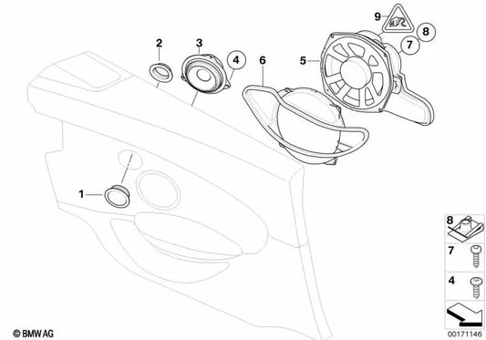 Altavoz de agudos para BMW E63, E63N, E64, E64N (OEM 65137899655). Original BMW.