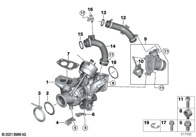 Válvula de vacío para BMW G42, G20, G21, G28, G22, G23, G26, G30, G31, G32, G01, G02 (OEM 11659887132). Original BMW.