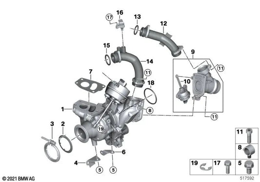 Vakuumventil für BMW G42, G20, G21, G28, G22, G23, G26, G30, G31, G32, G01, G02 (OEM 11659887132). Original BMW.