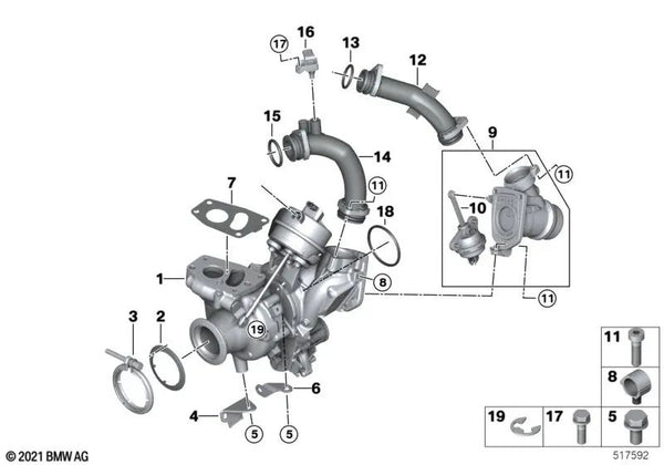 Válvula de vacío para BMW G42, G20, G21, G28, G22, G23, G26, G30, G31, G32, G01, G02 (OEM 11659887132). Original BMW.