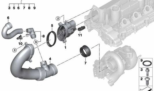 Tubo de aire limpio para BMW Serie 3 E90, E91, E92, E93, Serie 5 E60, E61, Serie 7 E65, E66, X3 E83, X5 E70, X6 E71 (OEM 13717794172). Original BMW