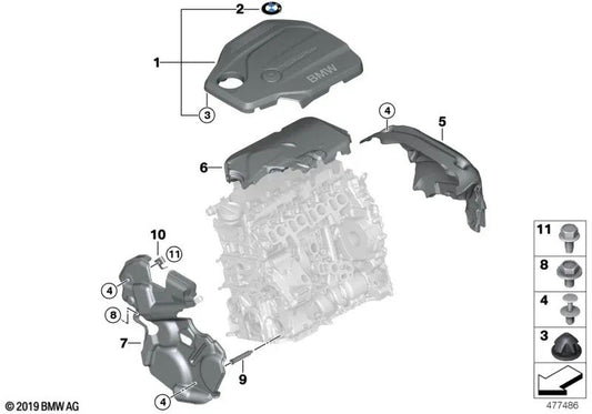 Cubierta Acústica Delantera para BMW F10N, F11N, F25, F26, F15 (OEM 11148514331). Original BMW