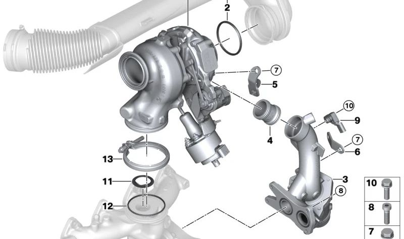 Connecting Pipe Bracket for BMW 1 Series F70, 2 Series U06, X1 U11, X2 U10, MINI U25 (OEM 11659886251). Original BMW