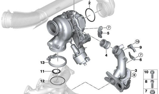 Connecting Pipe Bracket for BMW 1 Series F70, 2 Series U06, X1 U11, X2 U10, MINI U25 (OEM 11659886251). Original BMW