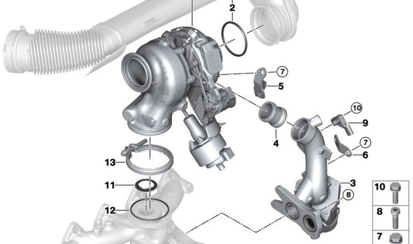 Soporte Tubo de Conexión para BMW Serie 1 F70, Serie 2 U06, X1 U11, X2 U10, MINI U25 (OEM 11659886251). Original BMW