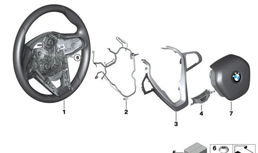 Volante Deportivo de Cuero para BMW F40, F44, G42, G20, G21, G22, G23, G26, G29 (OEM 32307950715). Original BMW