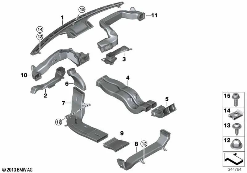 Conducto de aire frío izquierdo para BMW X5 F15, F85, X6 F16, F86 (OEM 64229258255). Original BMW