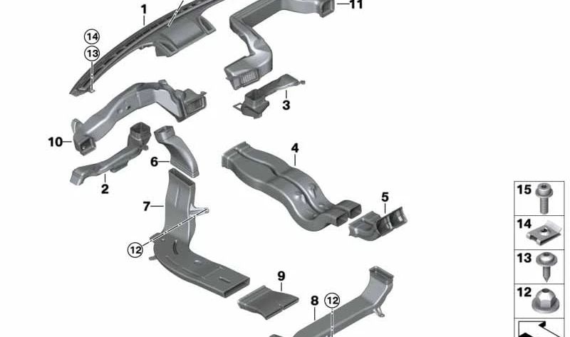 Conducto de aire derecho para BMW X5 F15, F85 (OEM 64227306612). Original BMW