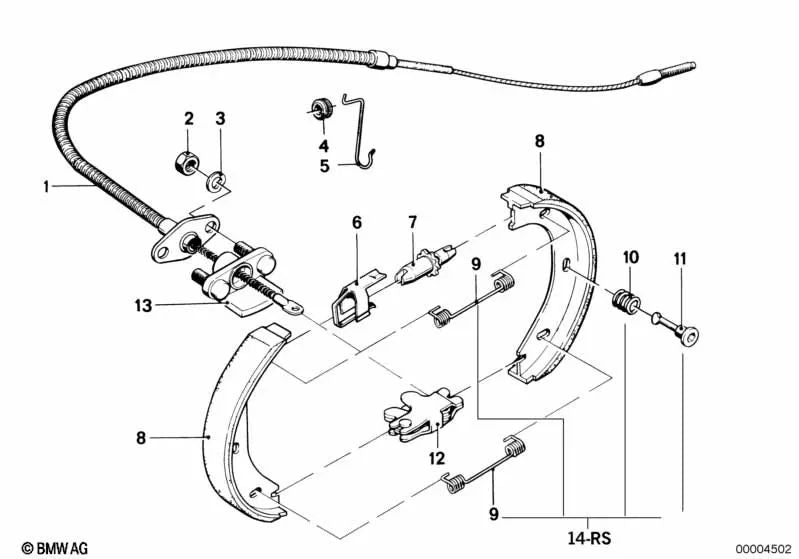 Resorte de tracción para BMW E21, E30, E12, E24, E23 (OEM 34411102308). Original BMW