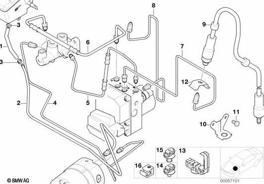 Front brake hose for BMW E52 (OEM 34326751398). Original BMW