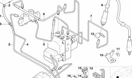 Latiguillo de freno OEM 34321166000 para BMW E52. Original BMW.