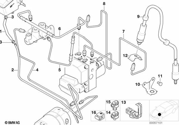 Latiguillo de freno delantero para BMW E52 (OEM 34326751398). Original BMW