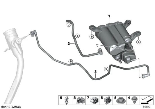 Operational ventilation tube for BMW F91, F92, G14, G15 (OEM 16137498362). Original BMW.