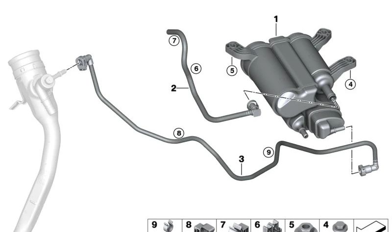 Tubo de Ventilación Operativa para BMW F93, G16 (OEM 16137443119). Original BMW