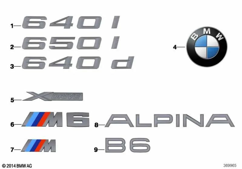 Emblem for BMW F06, F06N (OEM 51147988554). Genuine BMW