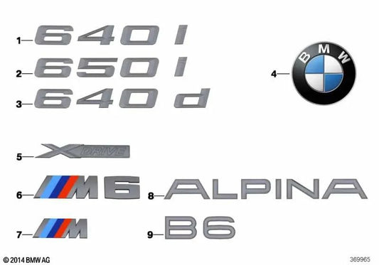 Emblema para BMW F06, F06N (OEM 51147988554). Original BMW