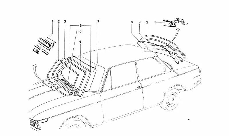 OEM 51311834550 Gascia sigillante per finestre per la serie BMW 3 E21. BMW originale.