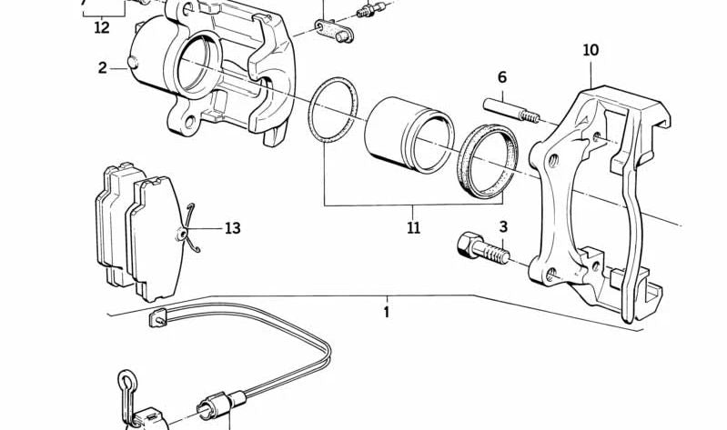 Soporte de pinza de freno OEM 34111158254 para BMW E30, Z1. Original BMW.