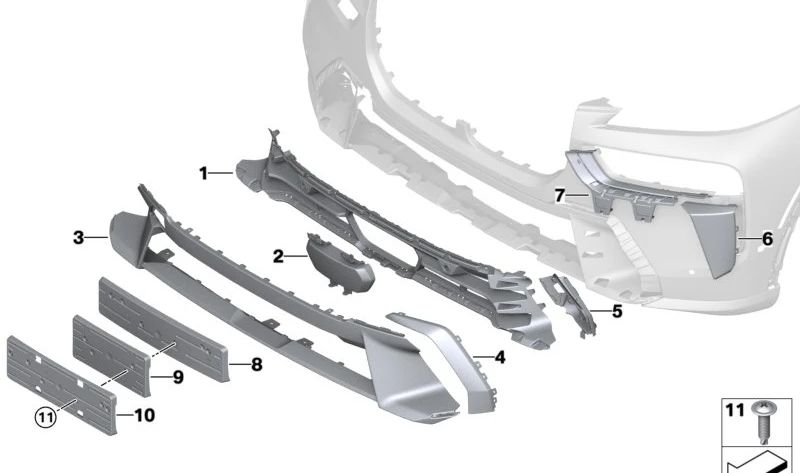 Soporte de matrícula delantero OEM 51139854025 para BMW G07 (X7). Original BMW.