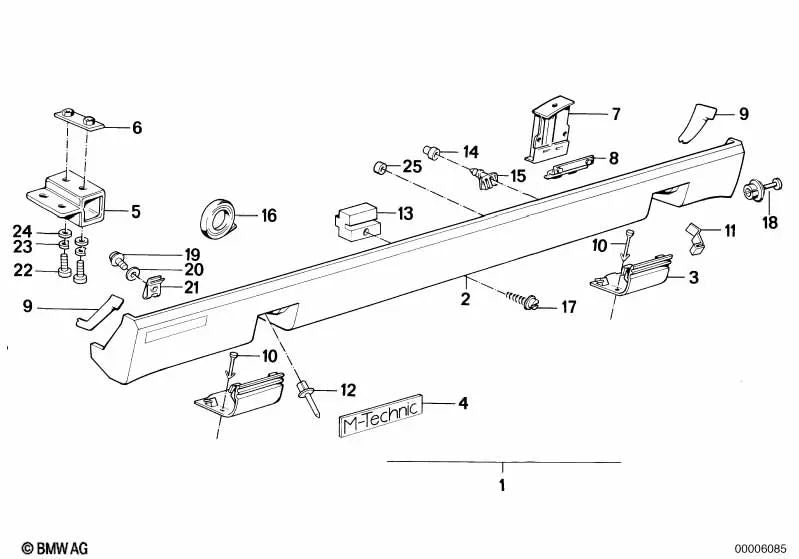 Folie derecha para BMW E24 (OEM 51711926194). Original BMW