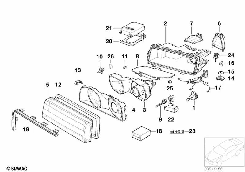 Abblendlichtabdeckung für BMW 7er E38 (OEM 63128361278). Original BMW