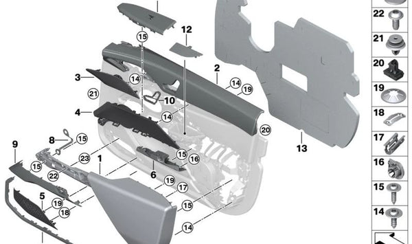 Carcasa Interruptor Ajuste del Asiento Izquierda para BMW Serie 7 G70, i I20 (OEM 61317911319). Original BMW