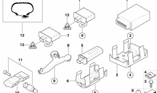 Activation Transmitter Holder for BMW 5 Series E60, E61, 6 Series E63, E64 (OEM 36206774700). Original BMW