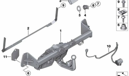 Suporte de interruptor de engate de reboque para BMW Série 3 F30, F31 e Série 4 F32, F33, F36 (OEM 71606799607). BMW original