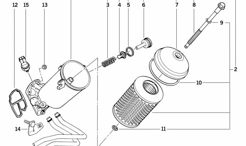 Conjunto de Elemento de Filtro de Aceite para BMW Serie 3 E36, Serie 5 E34 (OEM 11422244332). Original BMW