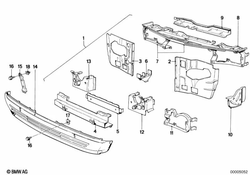 Panel frontal para BMW Serie 3 E21 (OEM 41131874095). Original BMW