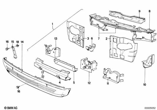 Panel frontal para BMW Serie 3 E21 (OEM 41131874095). Original BMW