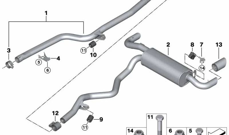 Tubo de escape delantero OEM 18308599494 para BMW G20, G21, G22, G23, G26. Original BMW