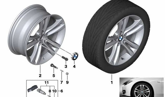 Roue en alliage Orbitgrey pour la série BMW 3 F30, F31, F34, F35, 4 Série F32, F33, F36 (OEM 36116889182). BMW d'origine