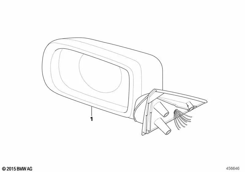 Left exterior mirror without heated glass for BMW E39 (OEM 51168266597). Original BMW.