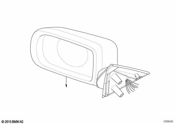 Espejo exterior sin cristal calefactado izquierdo para BMW E39 (OEM 51168266597). Original BMW.