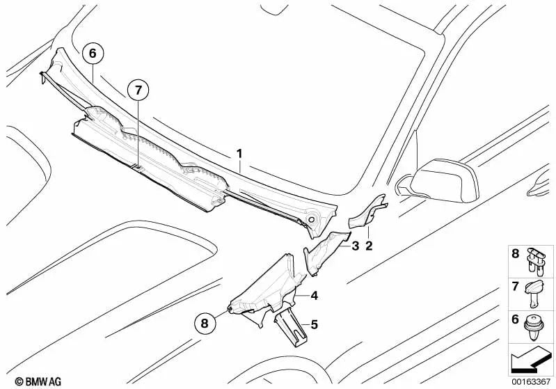 Wind viaduct cover for BMW X3 E83, E83N (OEM 51713401812). Genuine BMW