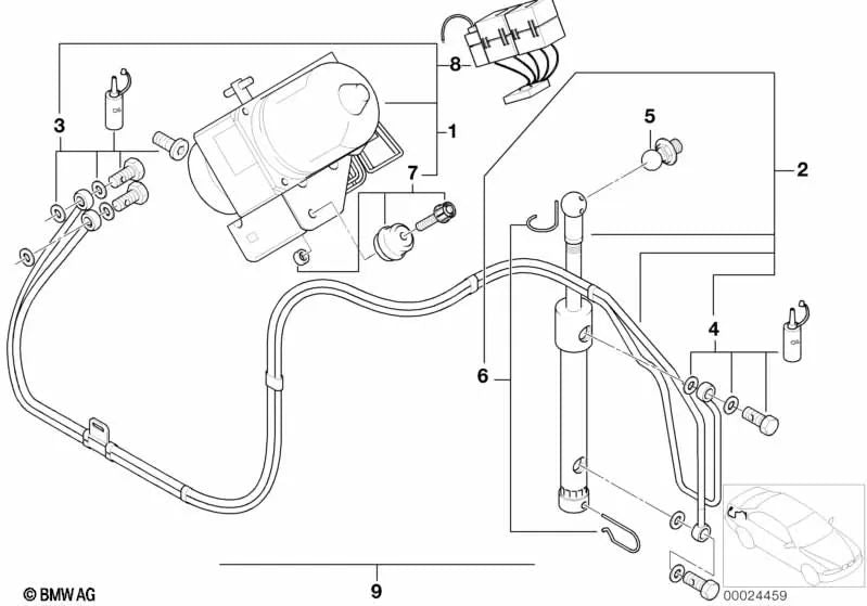 Juego de piezas de fijación para BMW F01N, F02N, F10, F12, F13, F07, E71, F25, F15, E53, E70 (OEM 54348410310). Original BMW.