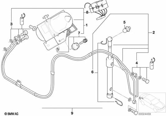 Set di pezzi di fissaggio per BMW F01N, F02N, F10, F12, F13, F07, E71, F25, F15, E53, E70 (OEM 54348410310). BMW originale.