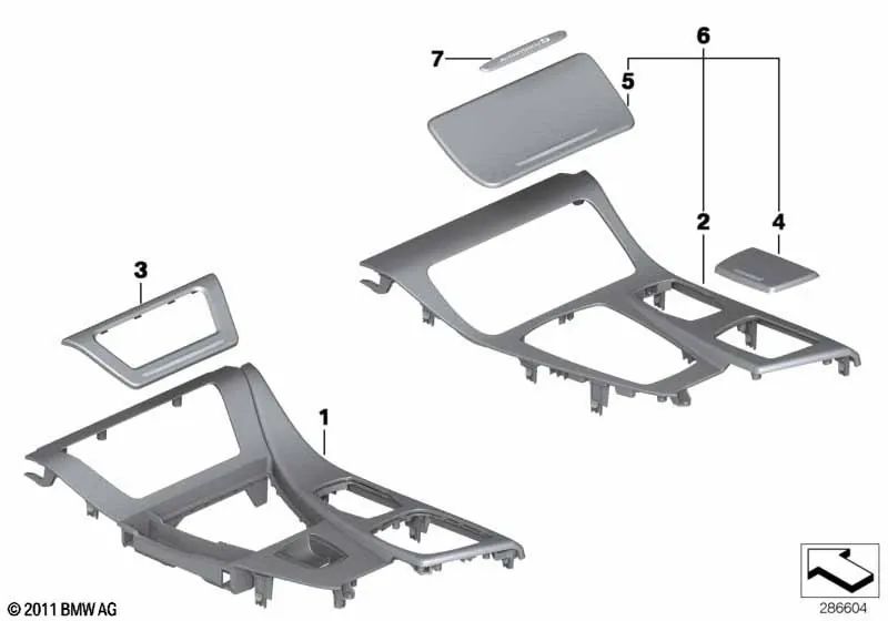 Embellecedor Consola Central Fresno Marrón para BMW Serie 5 F10, F11, F18 (OEM 51169206854). Original BMW