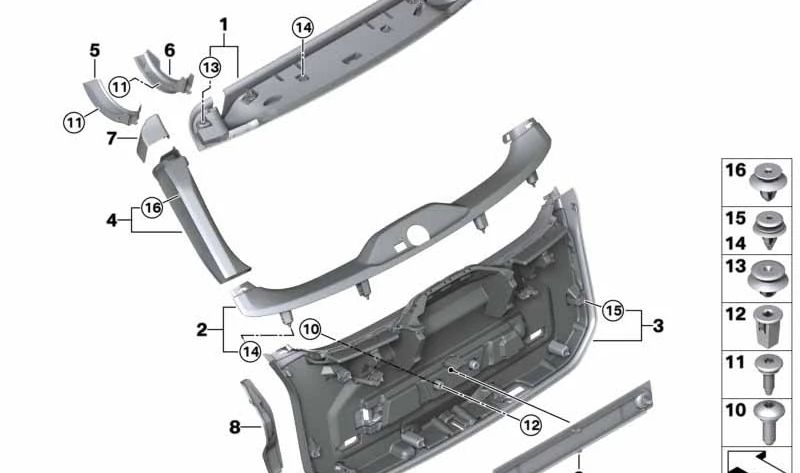 Cubierta bisagra plegable derecha para BMW Serie 3 G21, G21N (OEM 51498738244). Original BMW