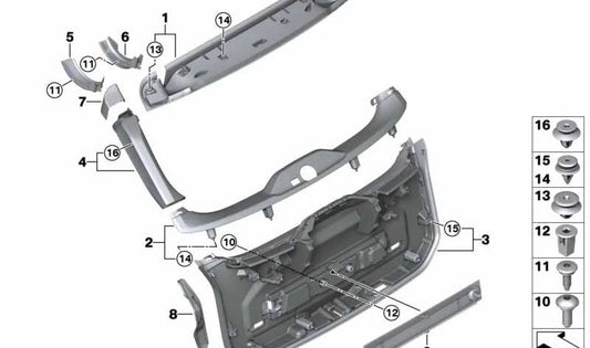 Revestimiento de la puerta trasera inferior interior para BMW Serie 3 G21, G21N, G81 (OEM 51497946710). Original BMW