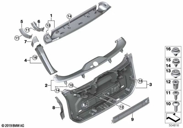 Blende Wasserrinne derecha para BMW Serie 3 G21, G21N, G81 (OEM 51247453424). Original BMW