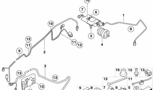 Abrazadera del sistema de combustible OEM 16157169320 para BMW X5 (E70), X5M (E70), X6 (E71), X6M (E71). Original BMW.